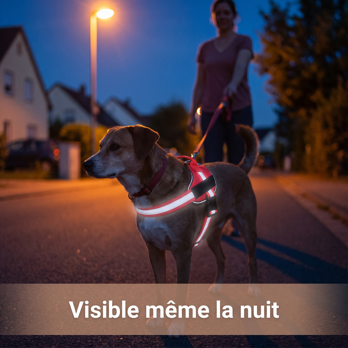 Bandes réfléchissantes du harnais Pawmino visibles de nuit